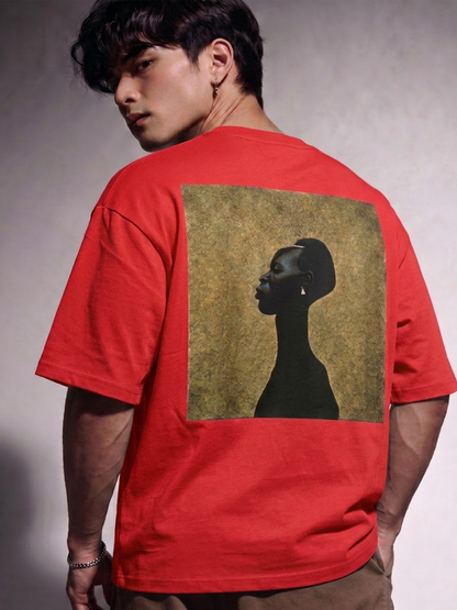 Cool Bee Silent Muse Tee Red for Men - Red Oversized Graphic Tee Streetwear India - Detail View