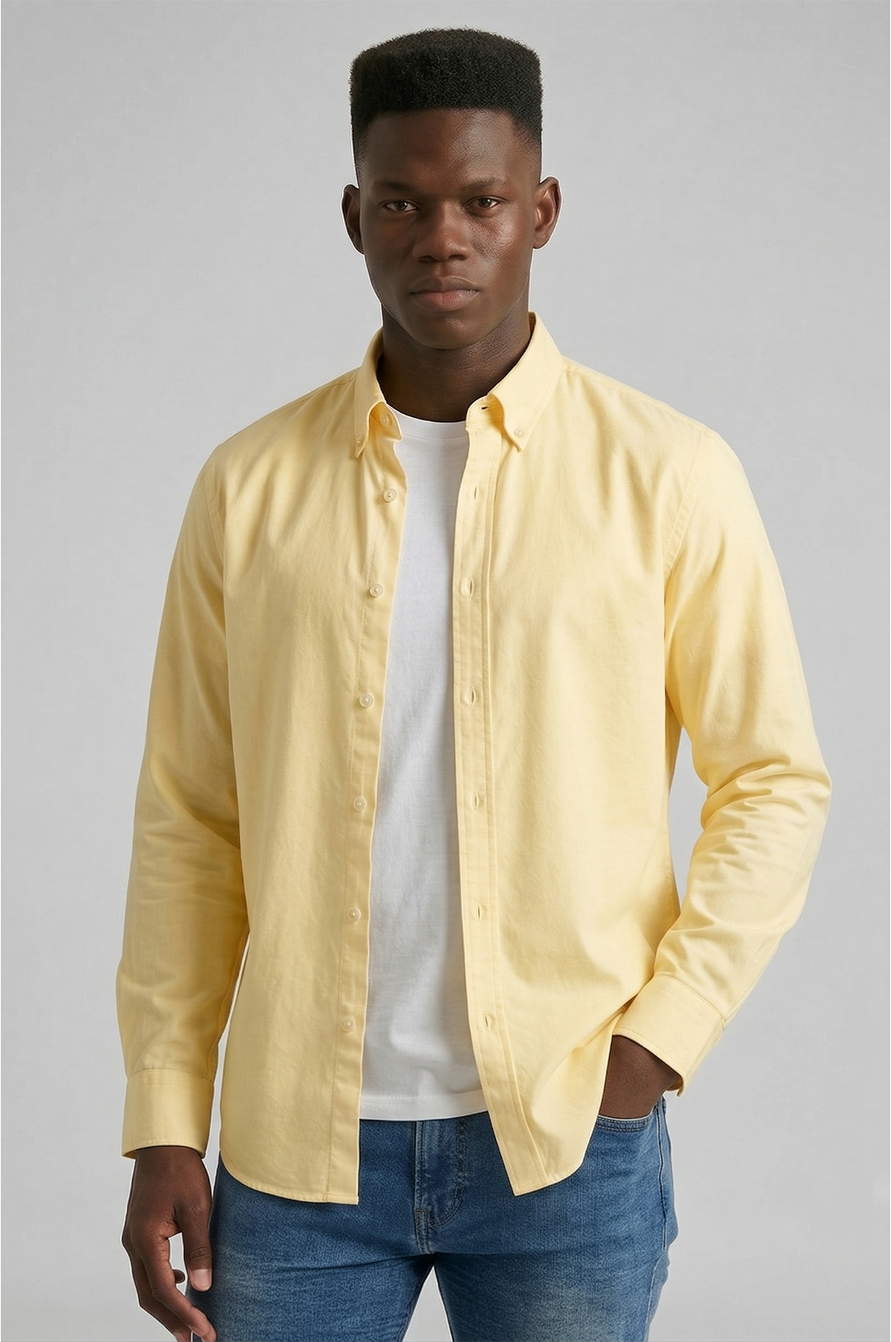 Cool Bee Essential Super Premium Oxford Shirt Yellow for Men - Yellow Premium Oxford Shirt India