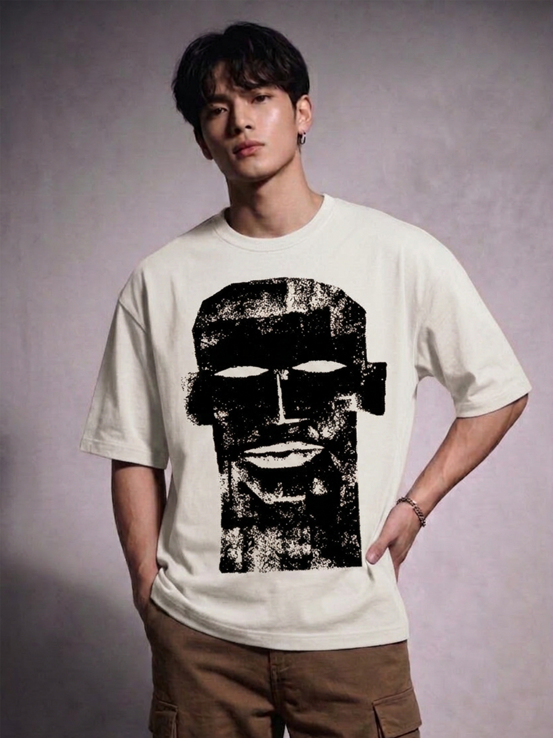 Cool Bee The Totem Tee White for Men - White Oversized Graphic Tee Streetwear India - Back View