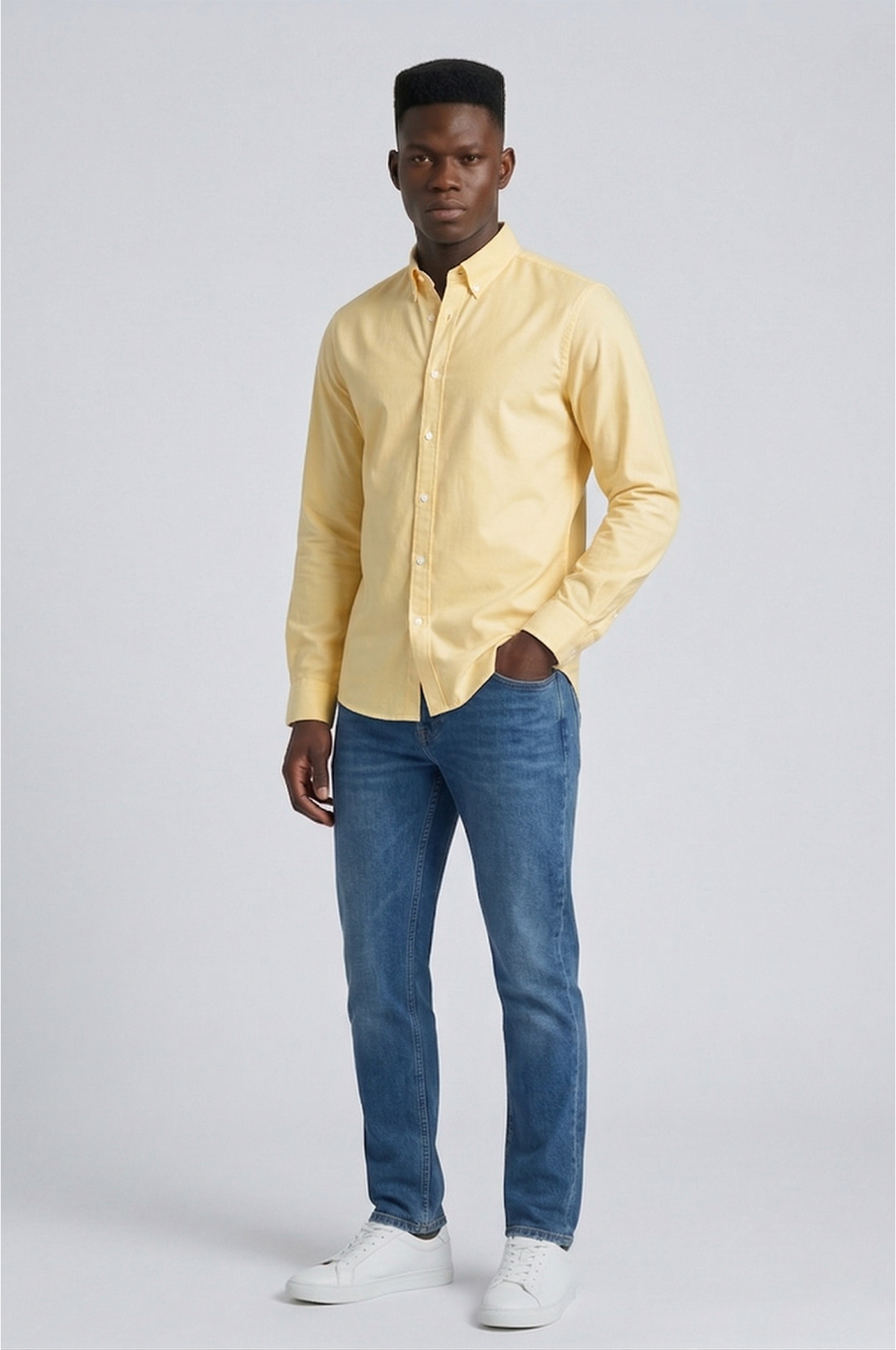 Cool Bee Premium Oxford Casual Shirt Yellow for Men - Yellow Premium Oxford Shirt India - Back View