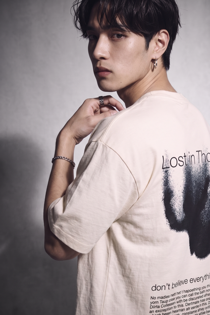 Cool Bee Lost in Thought Tee White for Men - White Oversized Graphic Tee Streetwear India - Lifestyle View