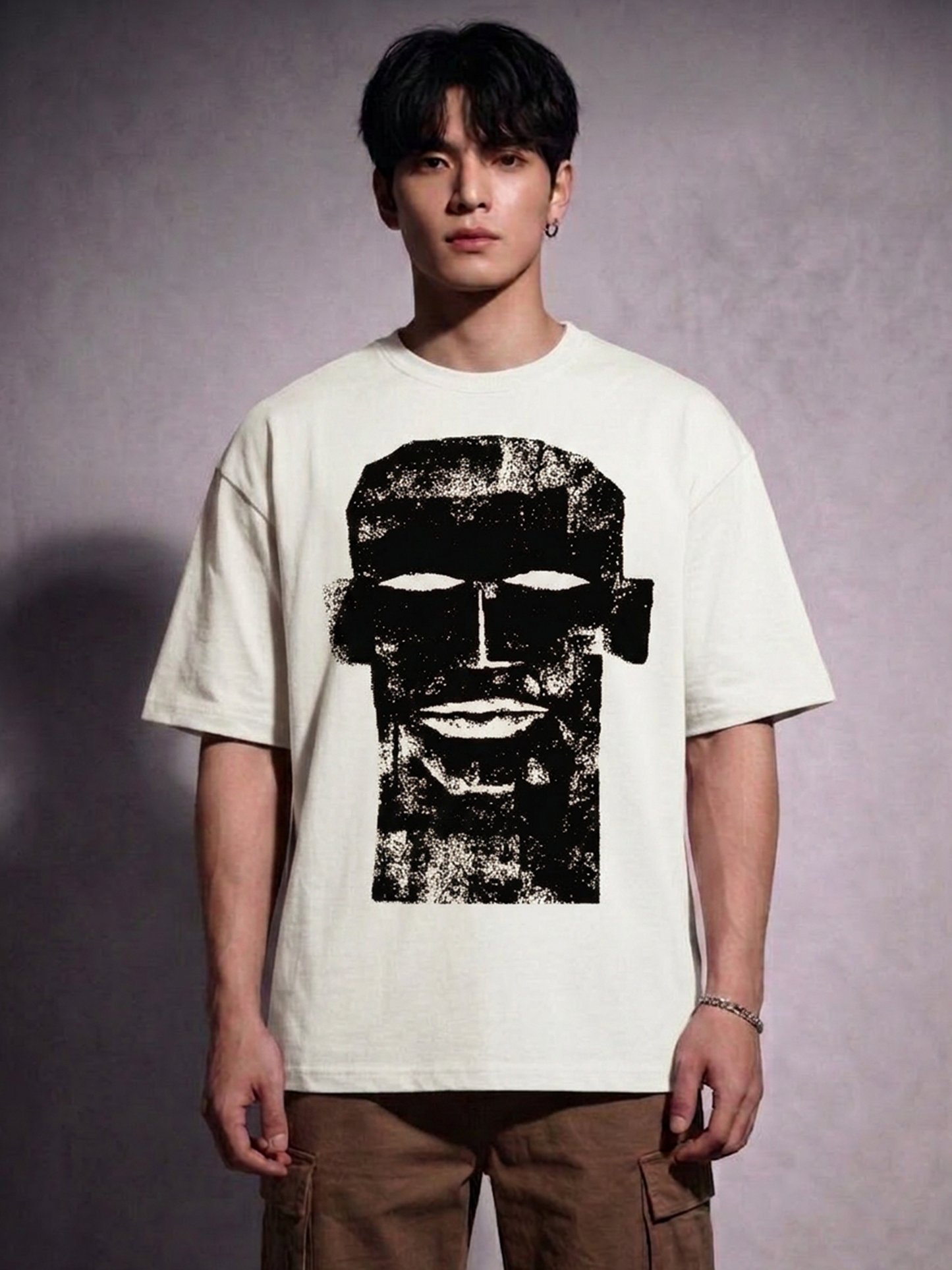 Cool Bee The Totem Tee White for Men - White Oversized Graphic Tee Streetwear India - Lifestyle View