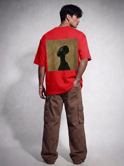 Cool Bee Silent Muse Tee Red for Men - Red Oversized Graphic Tee Streetwear India - Lifestyle View