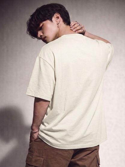 Cool Bee Structural Persona Tee White for Men - White Oversized Graphic Tee Streetwear India - Lifestyle View