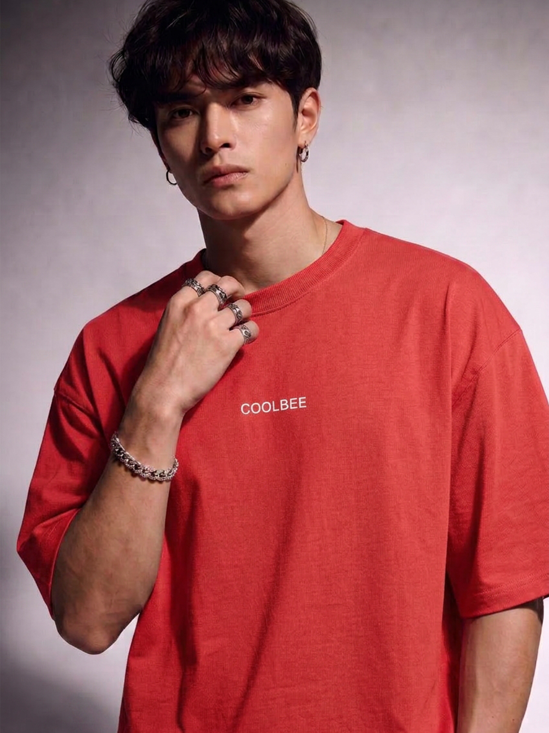 Cool Bee Silent Muse Tee Red for Men - Red Oversized Graphic Tee Streetwear India - Back View