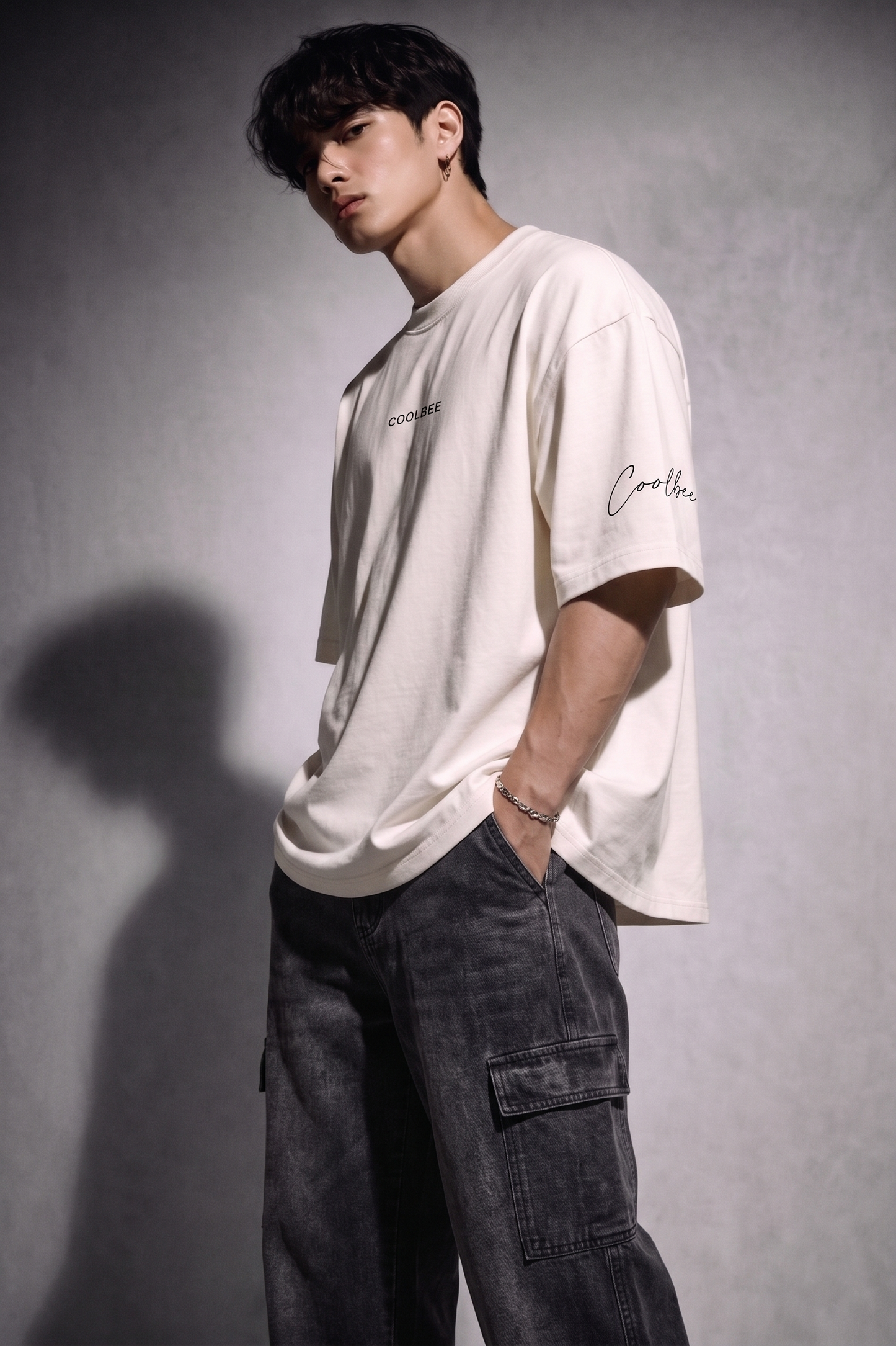 Cool Bee Lost in Thought Tee White for Men - White Oversized Graphic Tee Streetwear India - Lifestyle View