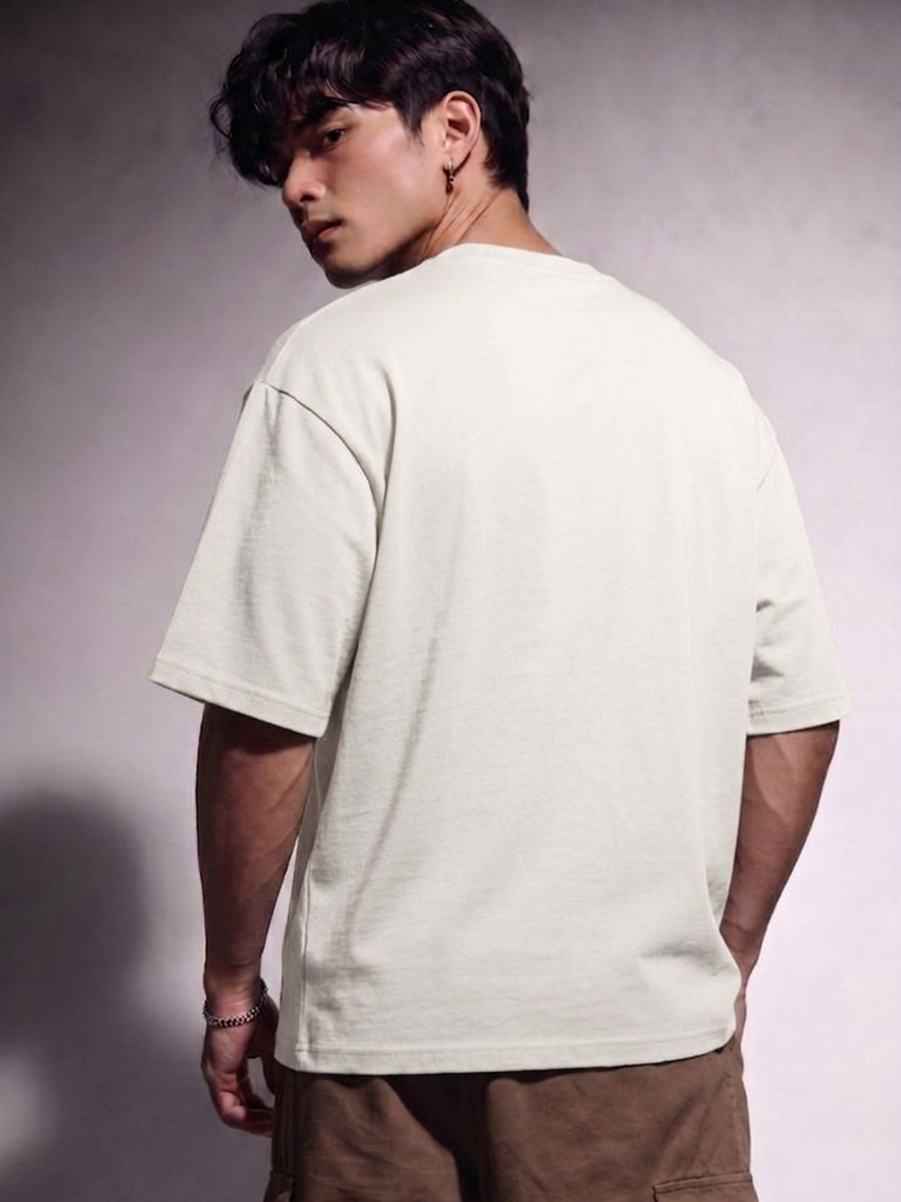 Cool Bee Structural Persona Tee White for Men - White Oversized Graphic Tee Streetwear India - Lifestyle View