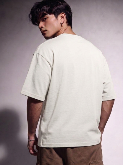 Cool Bee Structural Persona Tee White for Men - White Oversized Graphic Tee Streetwear India - Lifestyle View