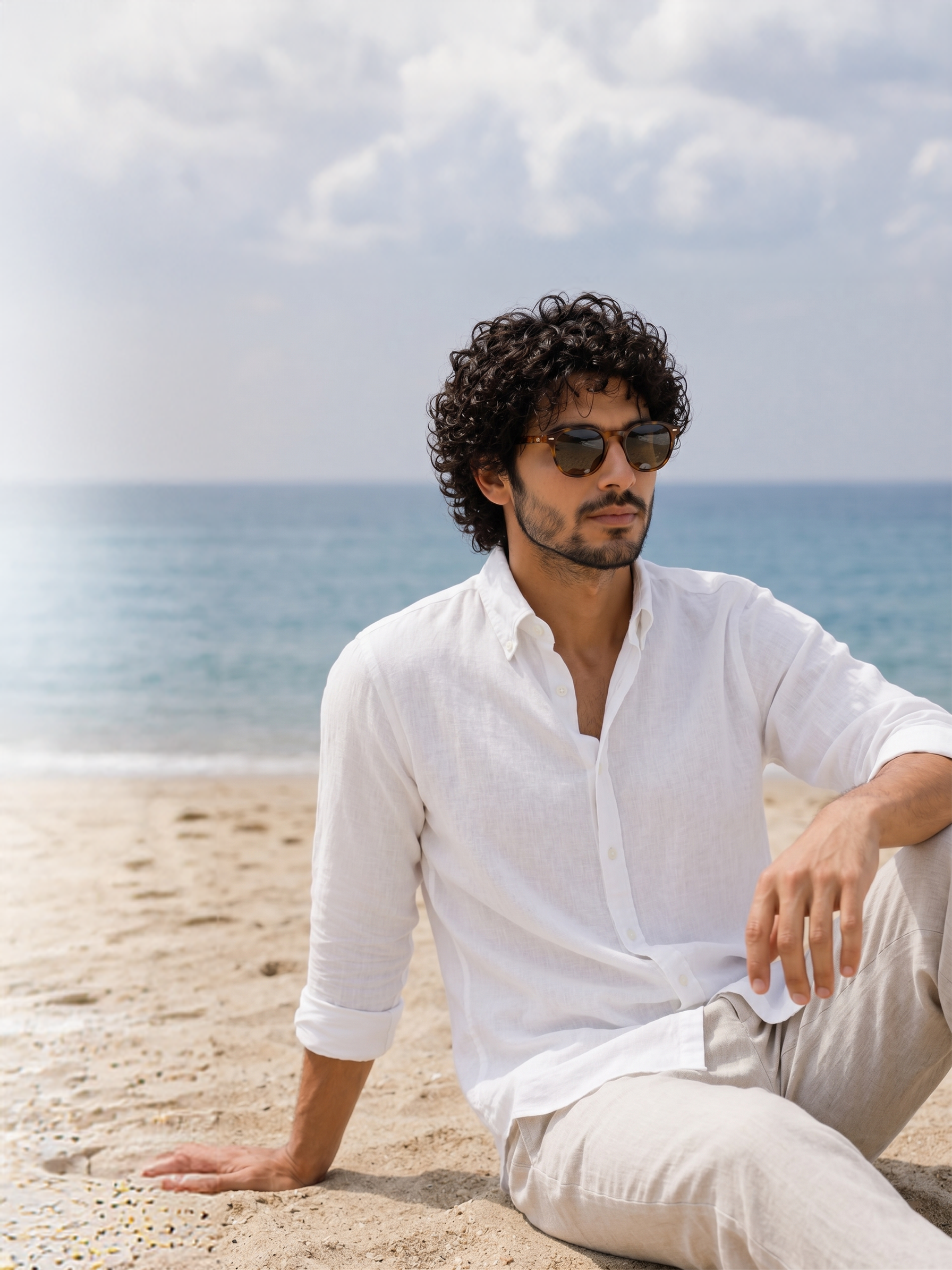 Cool Bee Linen Casual Shirt White for Men - White Linen Casual Shirt Breathable India - Lifestyle View