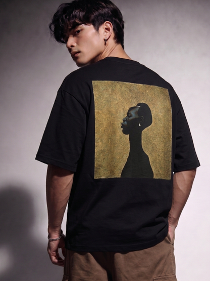 Cool Bee Silent Muse Tee Black for Men - Black Oversized Graphic Tee Streetwear India - Lifestyle View