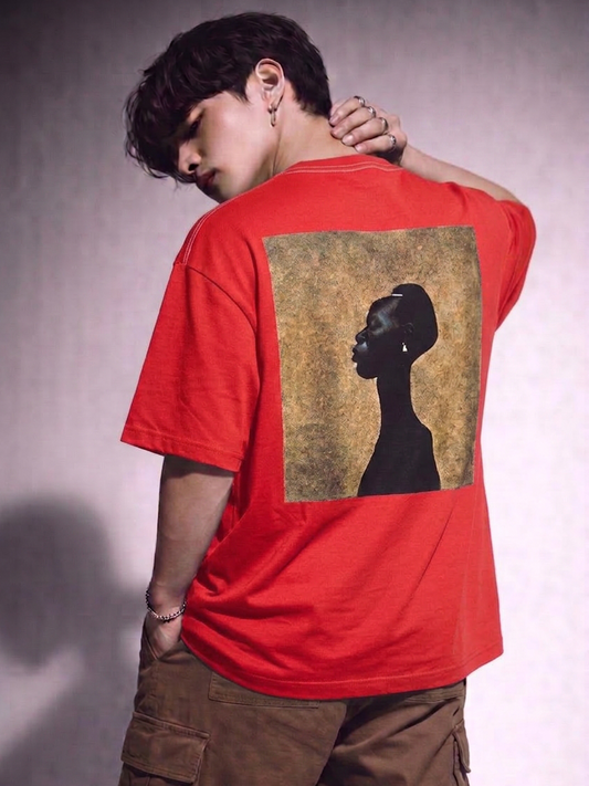 Cool Bee Silent Muse Tee Red for Men - Red Oversized Graphic Tee Streetwear India