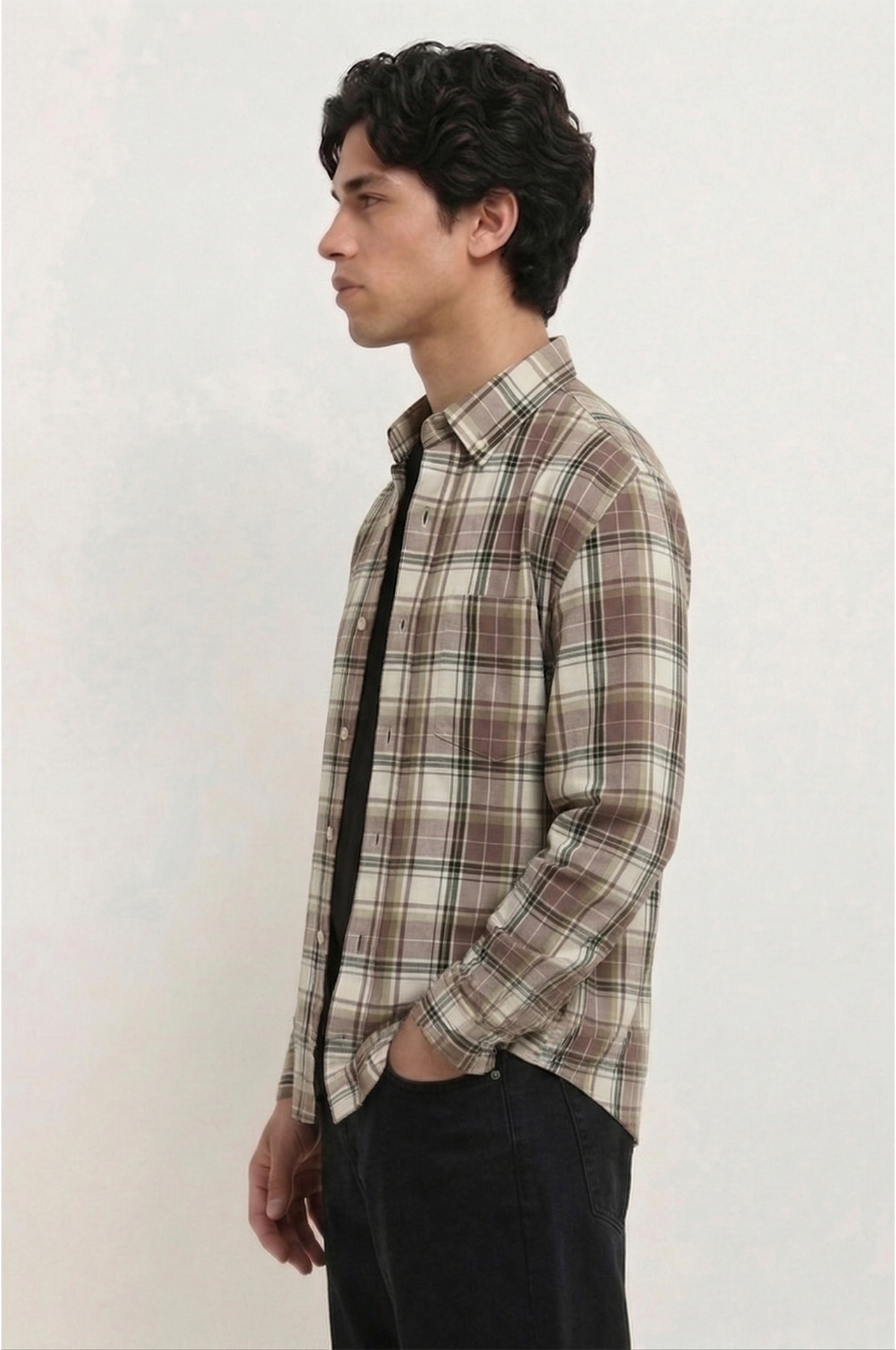 Cool Bee Urban Windowpane Button-Down for Men - Windowpane Check Casual Shirt India - Detail View