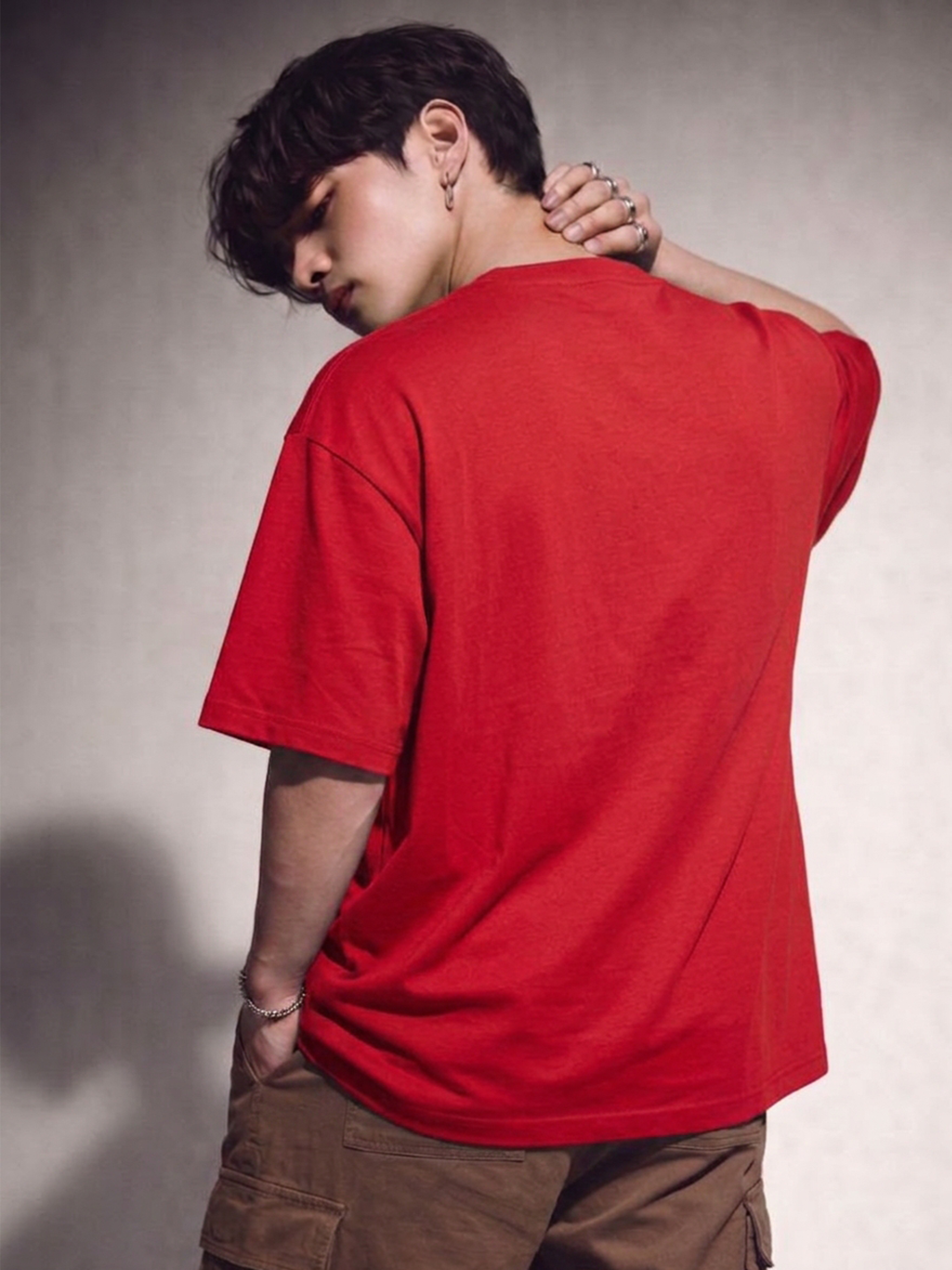 Cool Bee The Totem Tee Red for Men - Red Oversized Graphic Tee Streetwear India - Lifestyle View