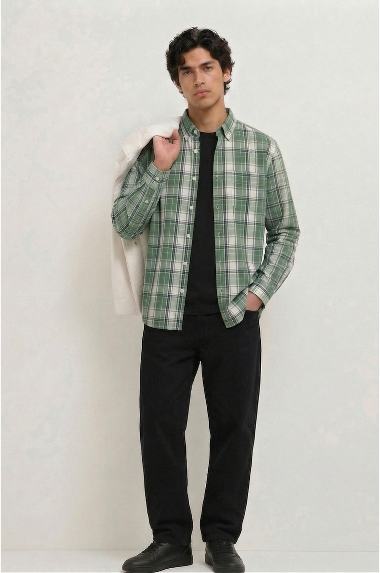 Cool Bee Highland Olive Windowpane Check Shirt for Men - Windowpane Check Casual Shirt India - Lifestyle View
