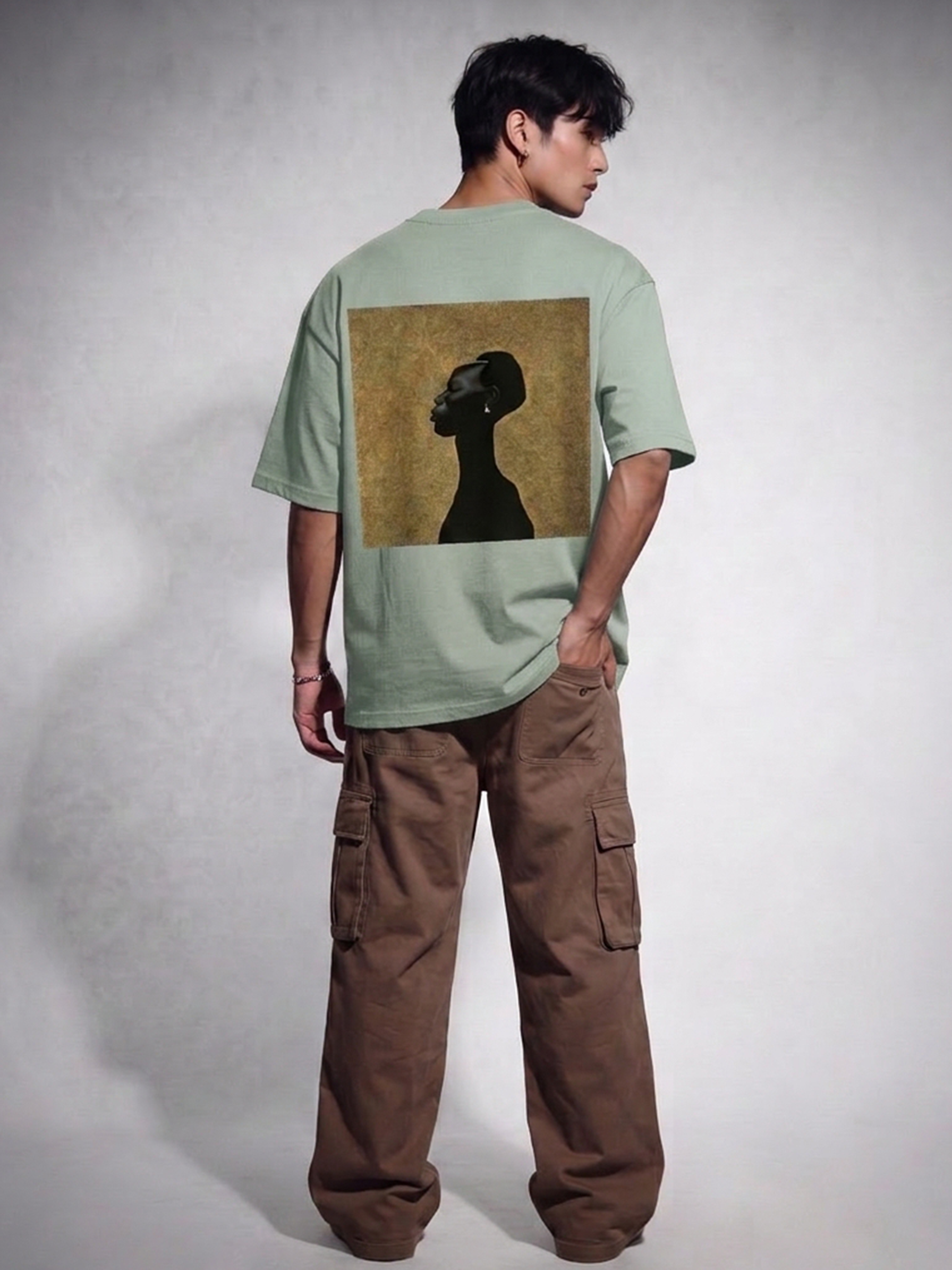 Cool Bee Silent Muse Tee Green for Men - Green Oversized Graphic Tee Streetwear India - Lifestyle View