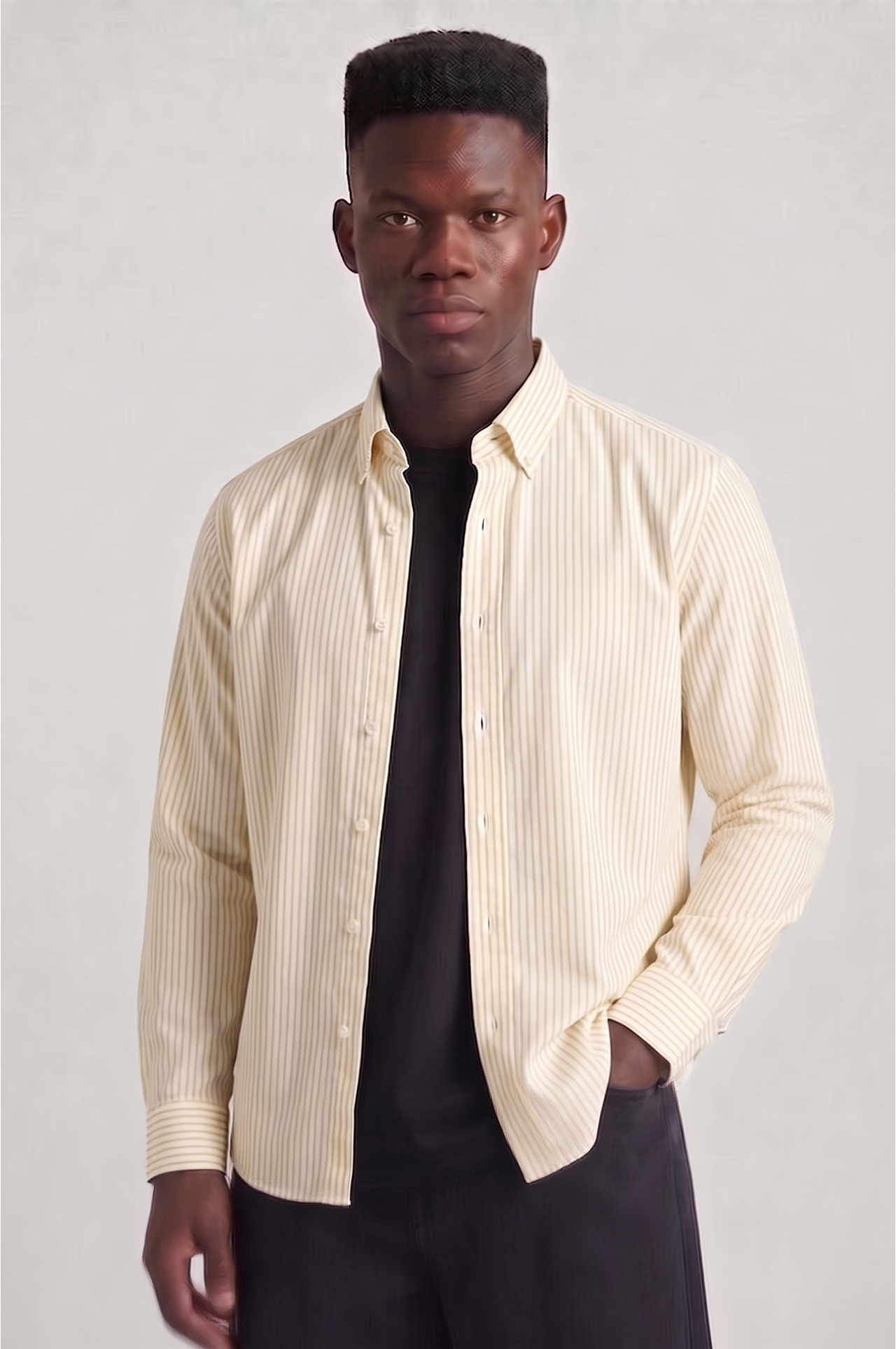 Cool Bee Super Premium Slim Fit Beige Striped Oxford Shirt for Men - Striped Premium Oxford Shirt India