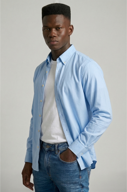 Cool Bee Casual Premium Oxford Shirt Blue for Men - Blue Premium Oxford Shirt India