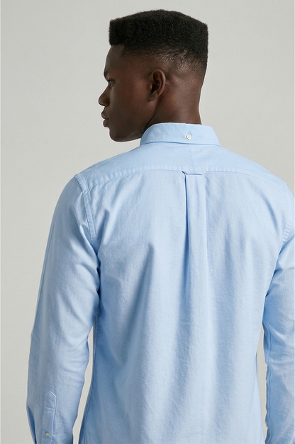 Cool Bee Essential Super Premium Oxford Shirt Blue for Men - Blue Premium Oxford Shirt India - Detail View