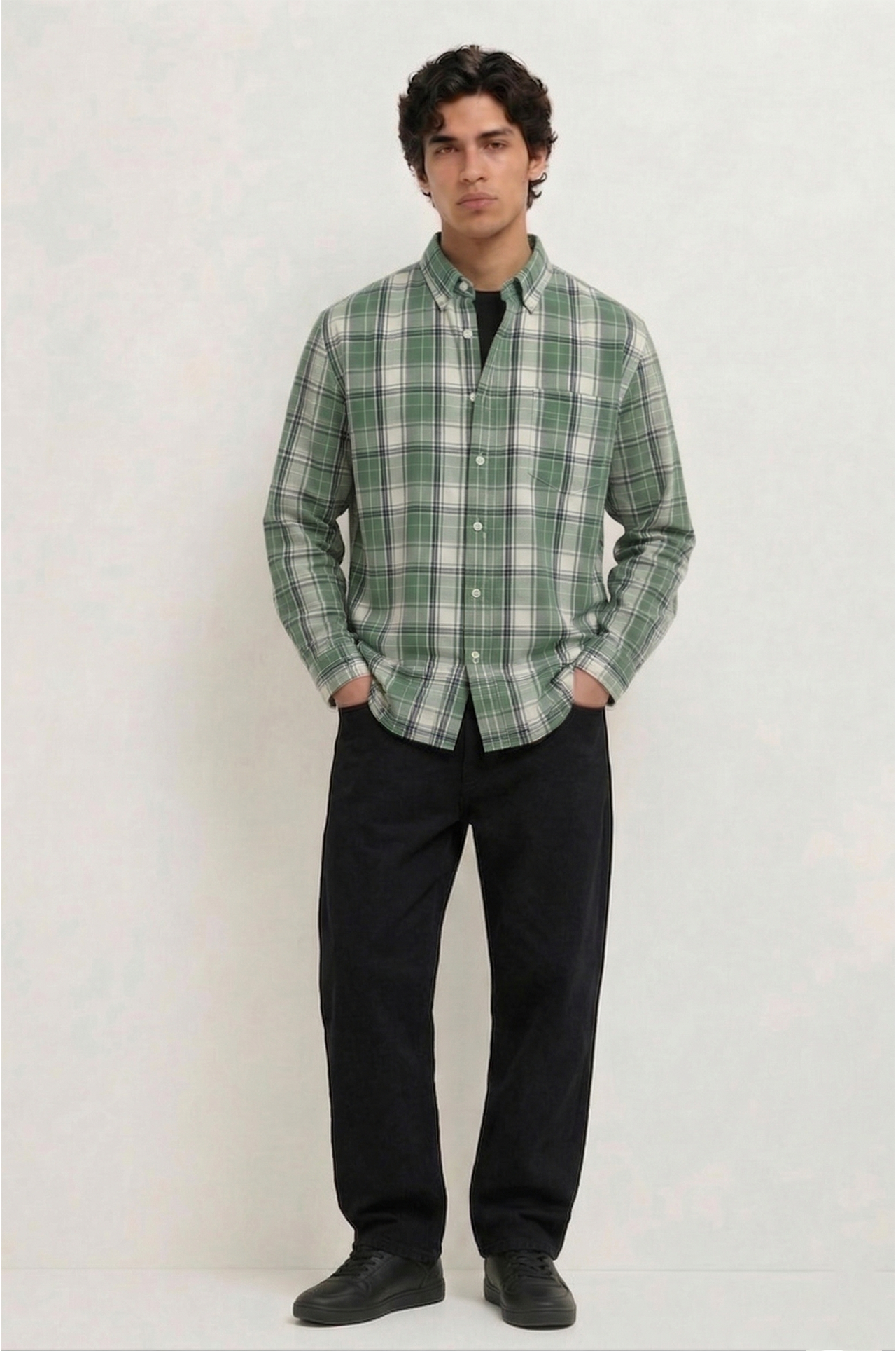 Cool Bee Highland Olive Windowpane Check Shirt for Men - Windowpane Check Casual Shirt India - Lifestyle View