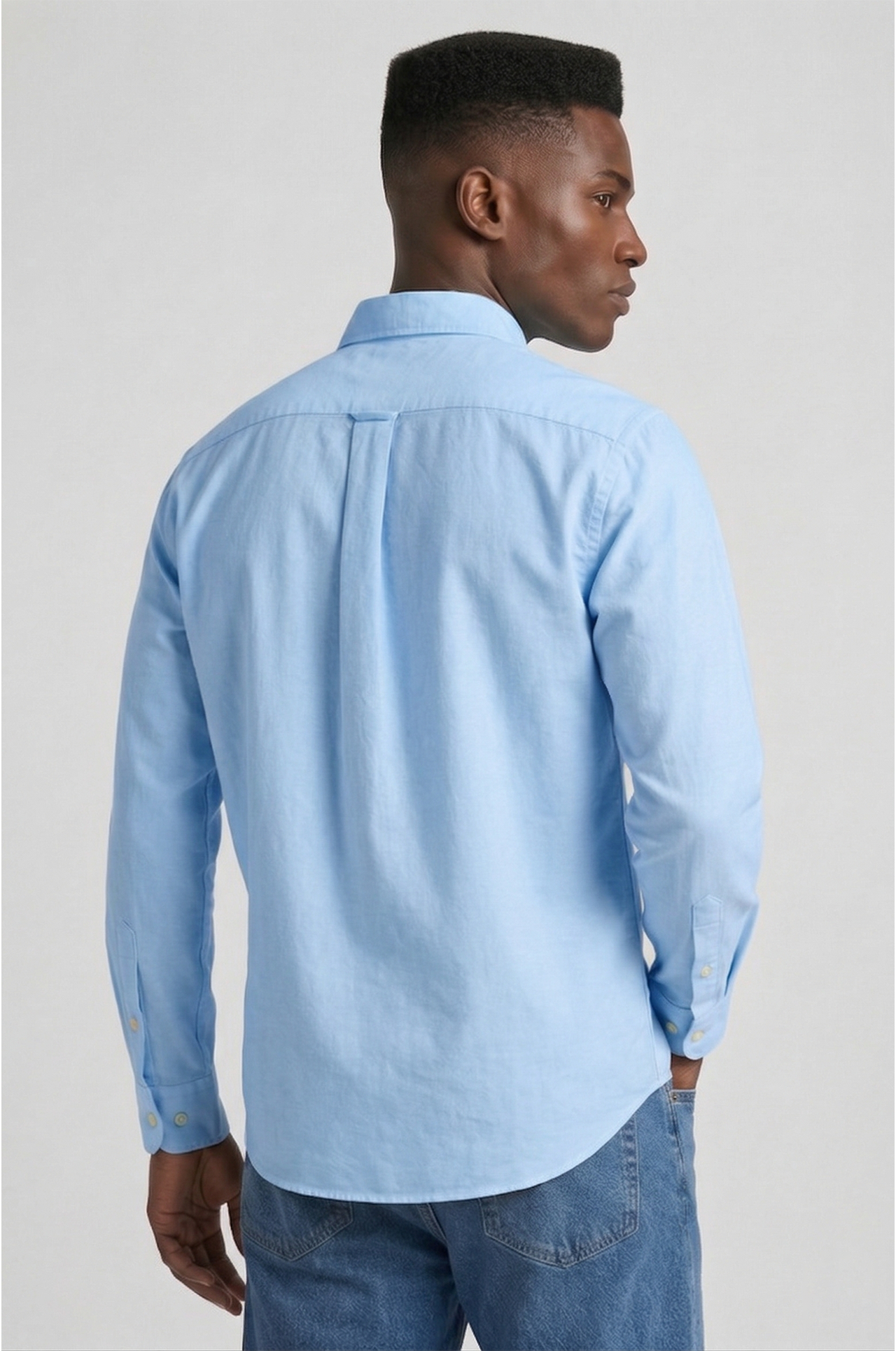 Cool Bee Casual Premium Oxford Shirt Blue for Men - Blue Premium Oxford Shirt India - Detail View