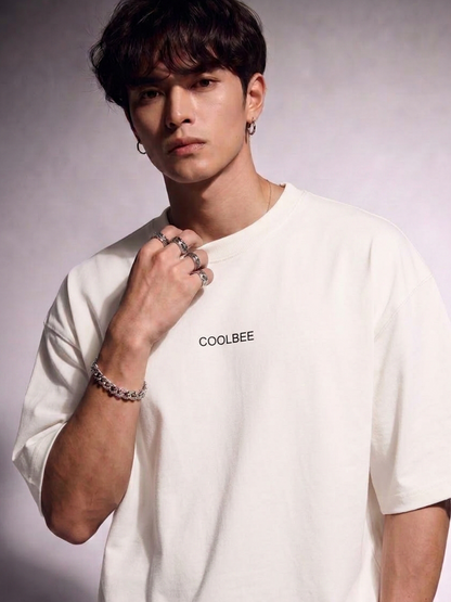 Cool Bee Silent Muse Tee White for Men - White Oversized Graphic Tee Streetwear India - Lifestyle View