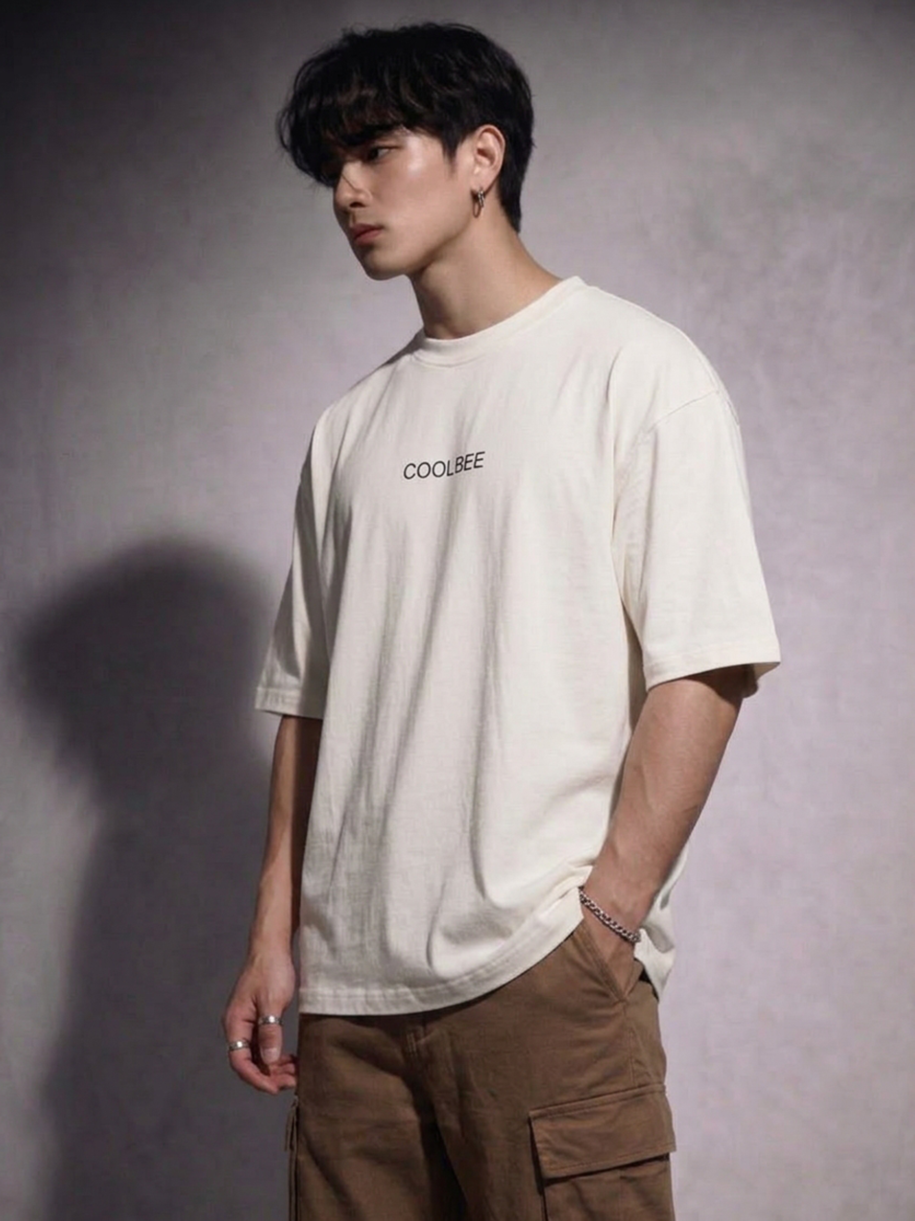 Cool Bee Silent Muse Tee White for Men - White Oversized Graphic Tee Streetwear India - Lifestyle View