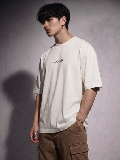 Cool Bee Silent Muse Tee White for Men - White Oversized Graphic Tee Streetwear India - Lifestyle View