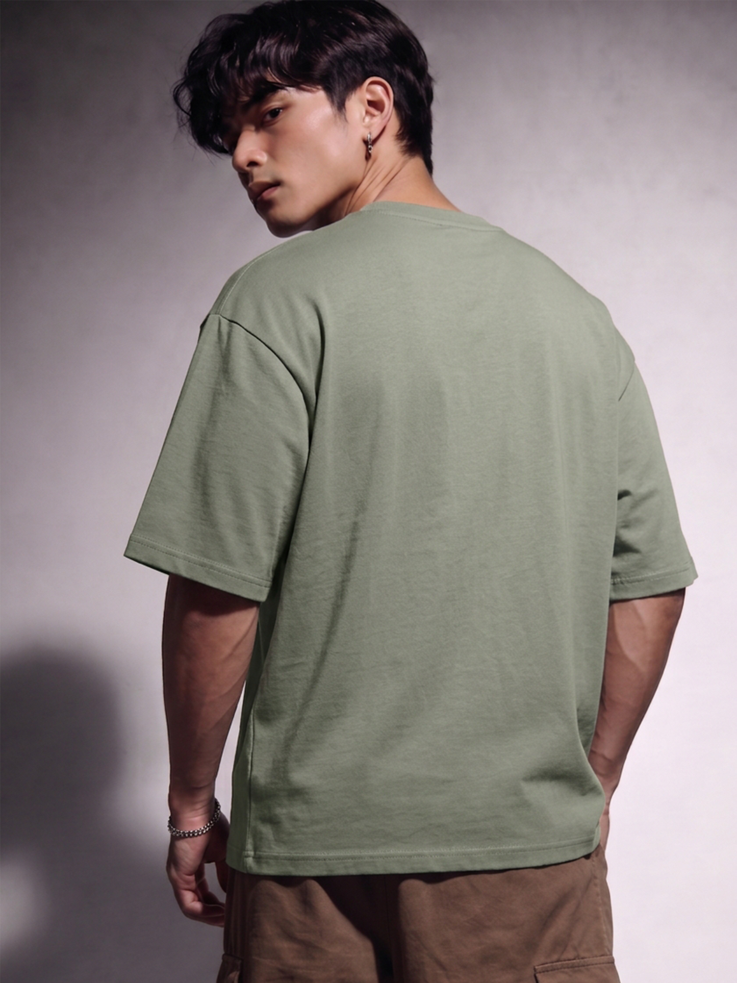 Cool Bee Structural Persona Tee Green for Men - Green Oversized Graphic Tee Streetwear India - Lifestyle View
