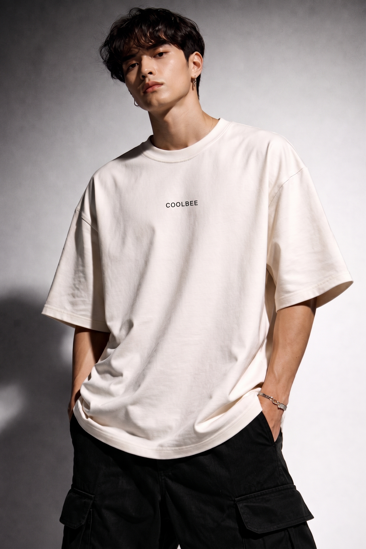 Cool Bee Perspective Graphic Tee White for Men - White Oversized Graphic Tee Streetwear India - Lifestyle View