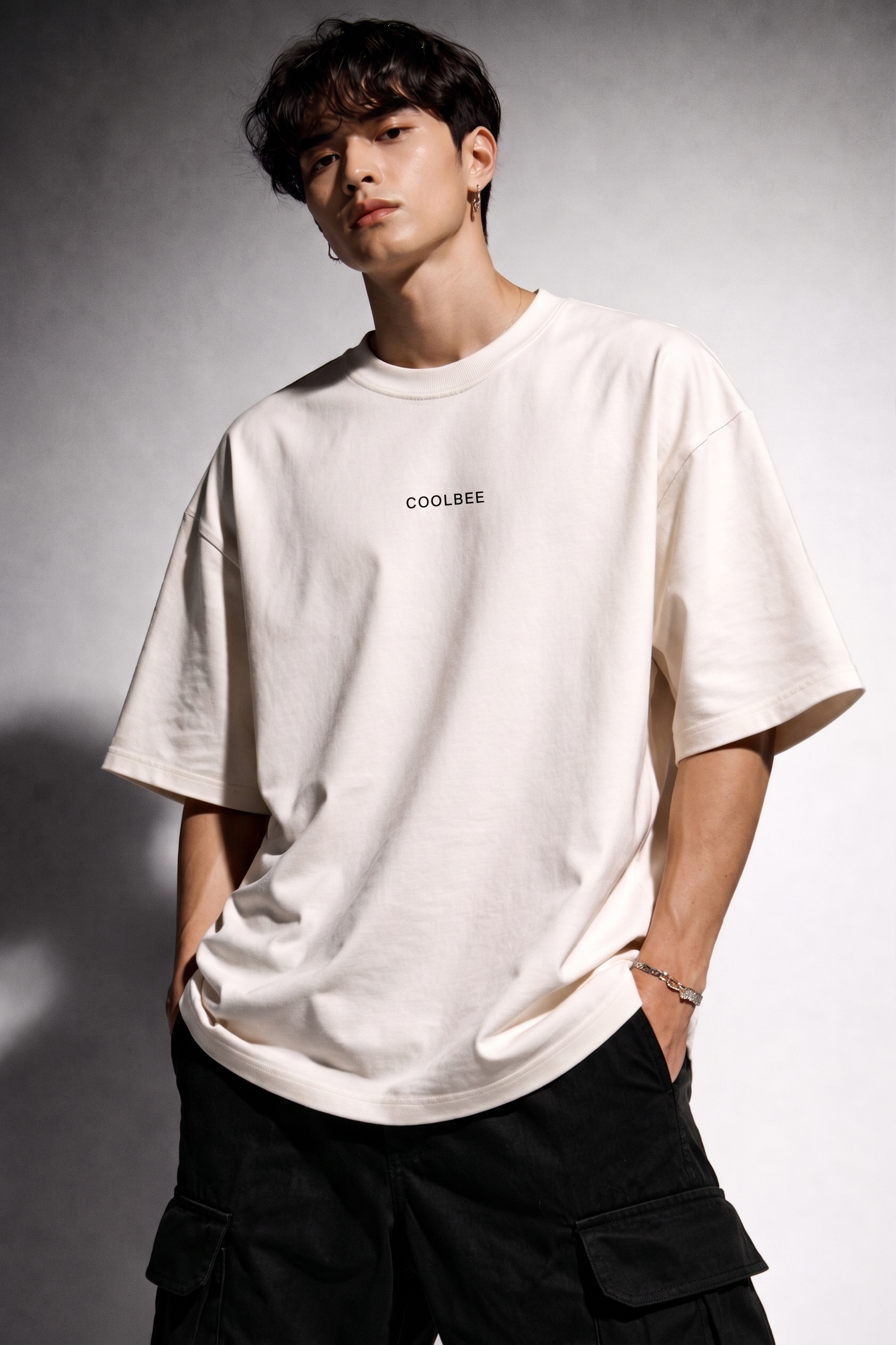 Cool Bee Perspective Graphic Tee White for Men - White Oversized Graphic Tee Streetwear India - Lifestyle View