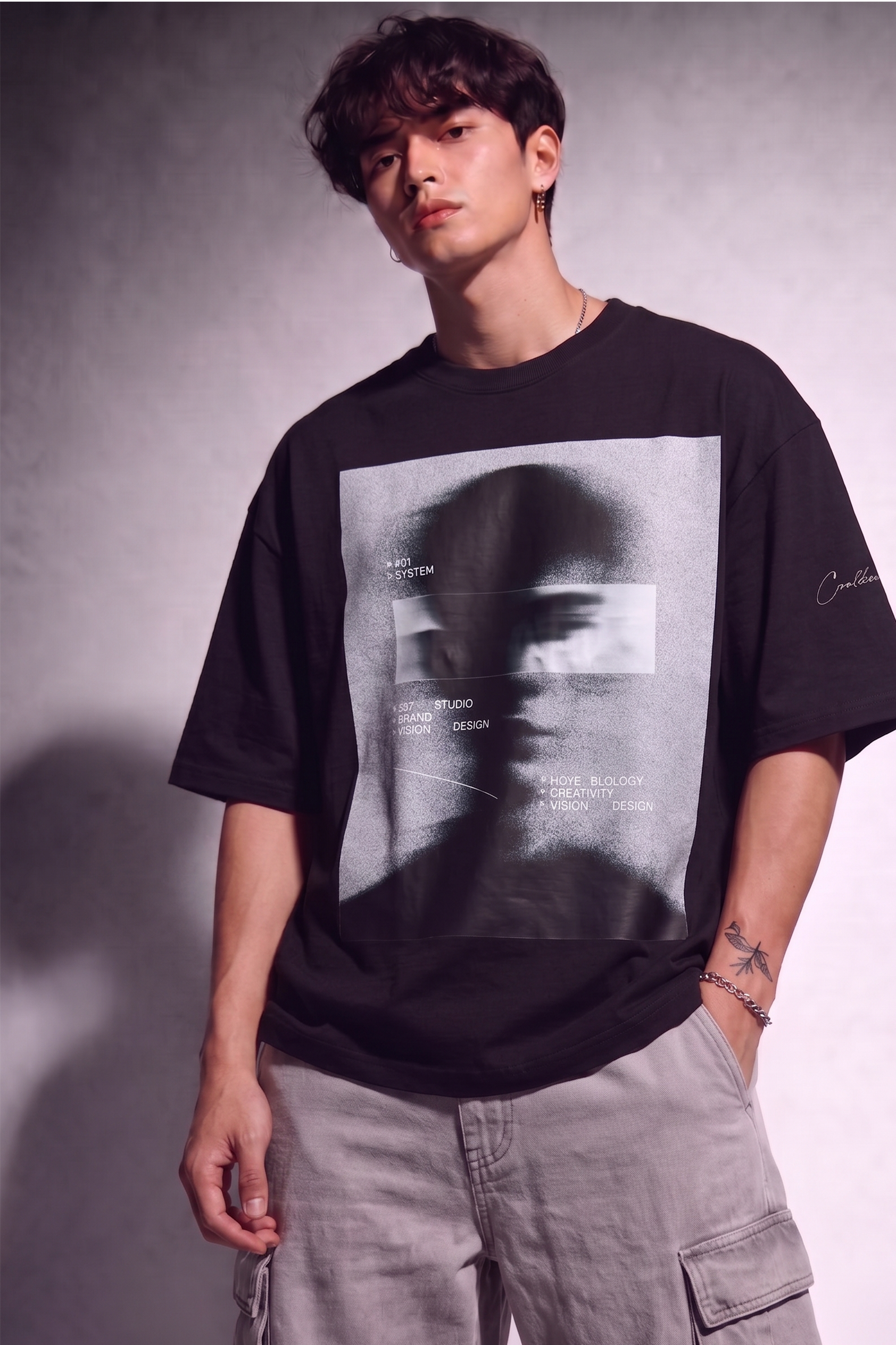 Cool Bee Blurred Vision Tee Black for Men - Black Oversized Graphic Tee Streetwear India