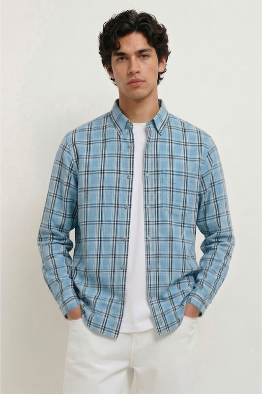 Olive Drab Windowpane Check Shirt