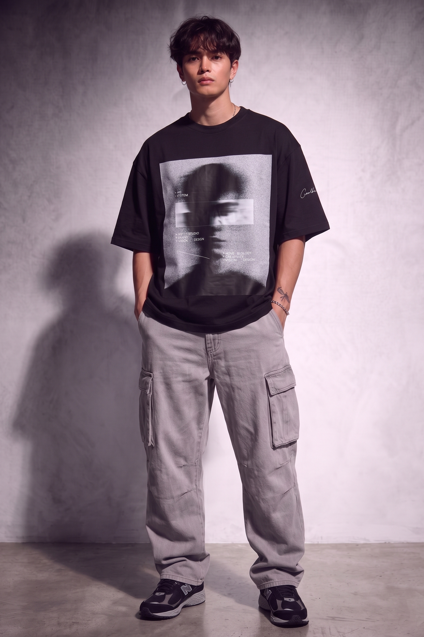 Cool Bee Blurred Vision Tee Black for Men - Black Oversized Graphic Tee Streetwear India - Lifestyle View