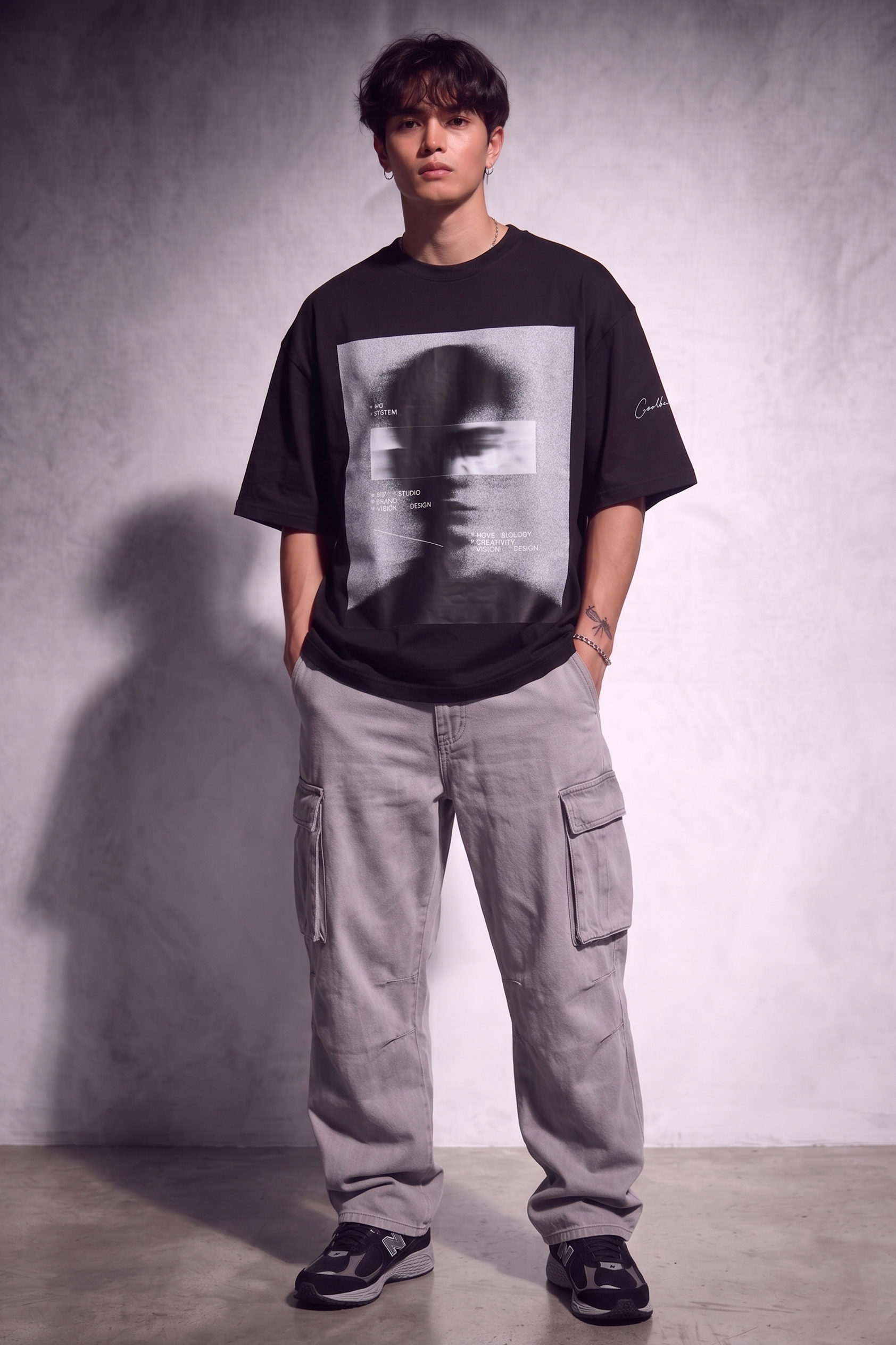 Cool Bee Blurred Vision Tee Black for Men - Black Oversized Graphic Tee Streetwear India - Lifestyle View