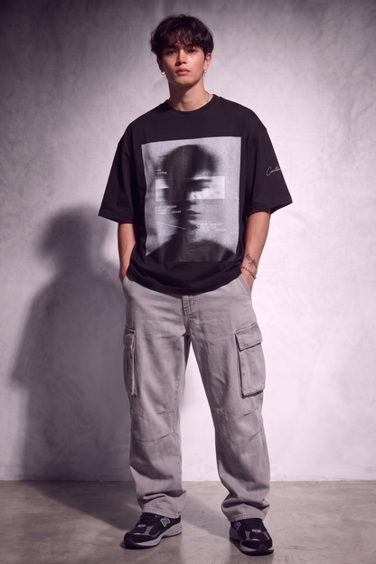 Cool Bee Blurred Vision Tee Black for Men - Black Oversized Graphic Tee Streetwear India - Lifestyle View