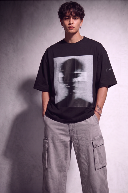 Cool Bee Blurred Vision Tee Black for Men - Black Oversized Graphic Tee Streetwear India - Lifestyle View