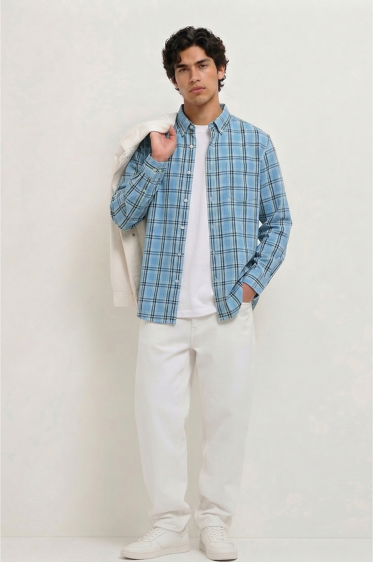 Cool Bee Olive Drab Windowpane Check Shirt for Men - Windowpane Check Casual Shirt India - Lifestyle View