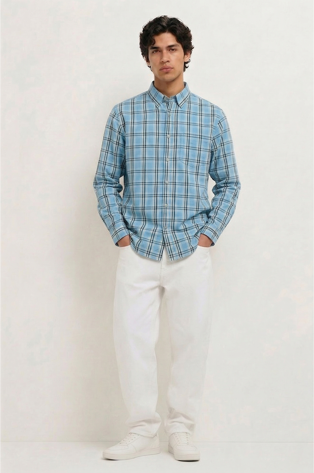Cool Bee Olive Drab Windowpane Check Shirt for Men - Windowpane Check Casual Shirt India - Lifestyle View