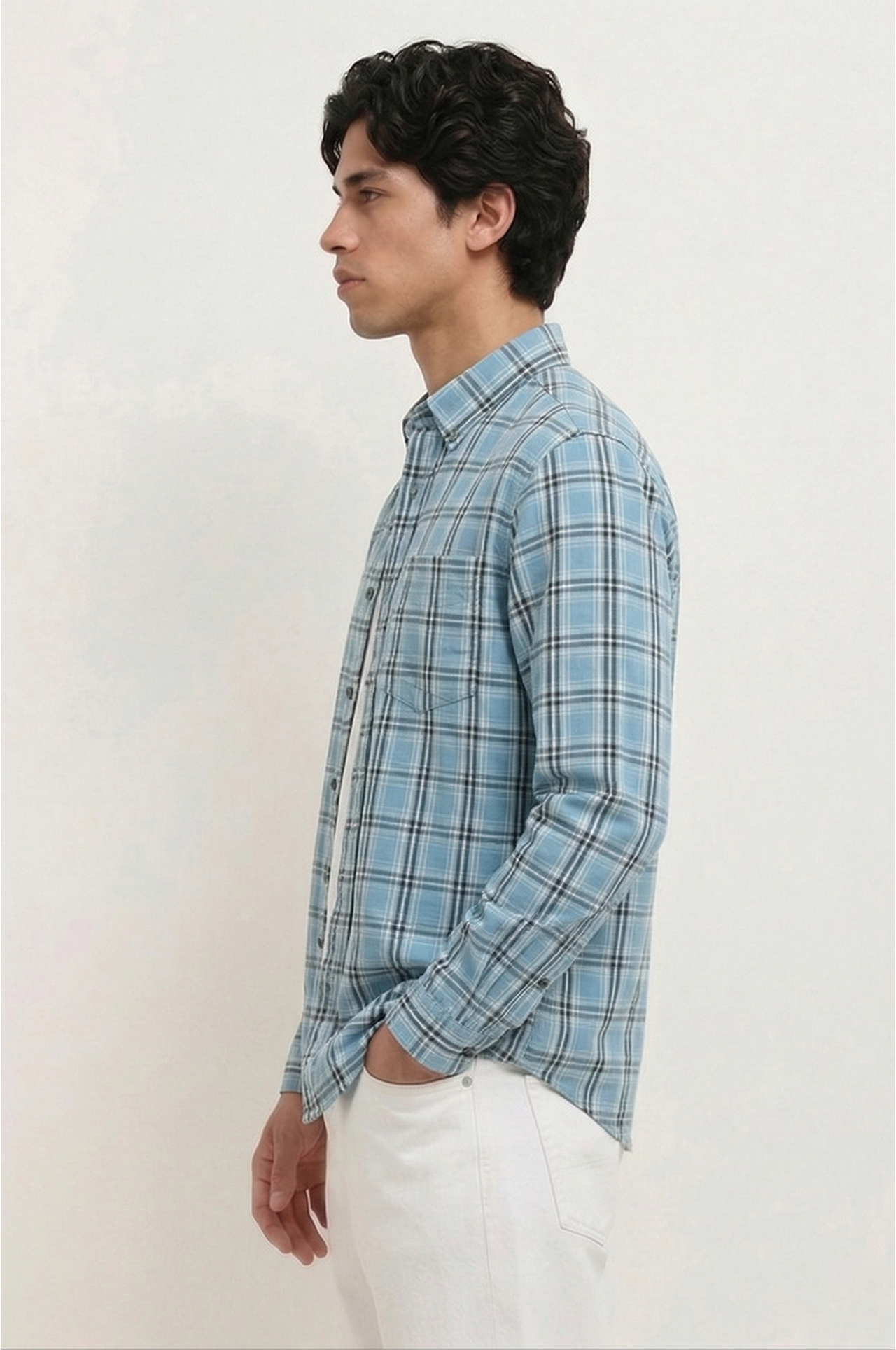 Cool Bee Olive Drab Windowpane Check Shirt for Men - Windowpane Check Casual Shirt India - Detail View