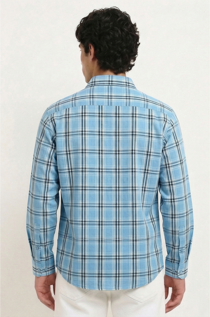 Cool Bee Olive Drab Windowpane Check Shirt for Men - Windowpane Check Casual Shirt India - Lifestyle View