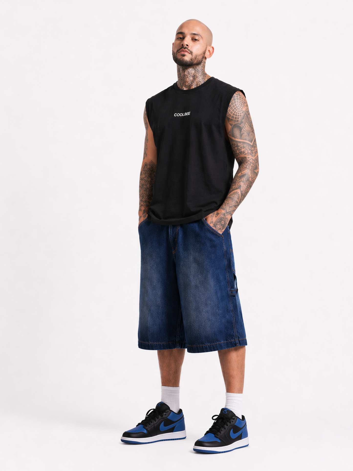Cool Bee Men Tank Tees Black for Men - Black Tank Top Gym Casual India - Lifestyle View