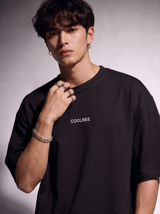 Cool Bee Silent Muse Tee Black for Men - Black Oversized Graphic Tee Streetwear India - Back View