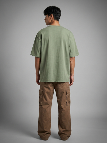 Cool Bee Structural Persona Tee Green for Men - Green Oversized Graphic Tee Streetwear India - Lifestyle View