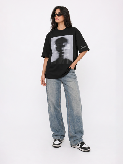 Cool Bee Blurred Vision Tee Black for Women - Oversized Graphic Tee Streetwear India - Lifestyle View