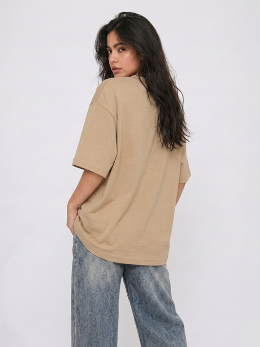 Cool Bee Neo Classic Graphic Tee Beige for Women - Oversized Graphic Tee Streetwear India - Back View