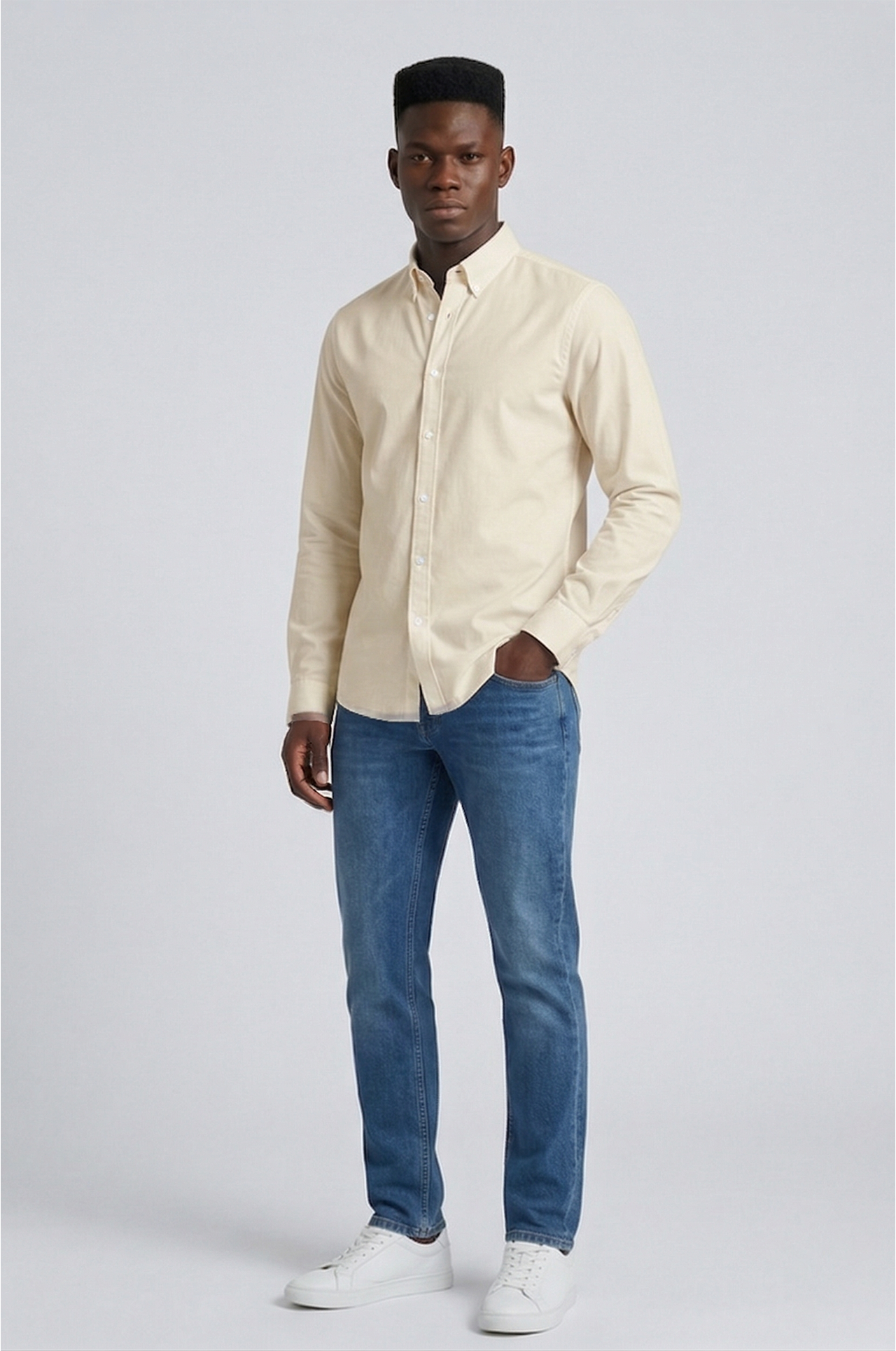 Cool Bee Essential Super Premium Oxford Shirt Beige for Men - Beige Premium Oxford Shirt India - Lifestyle View