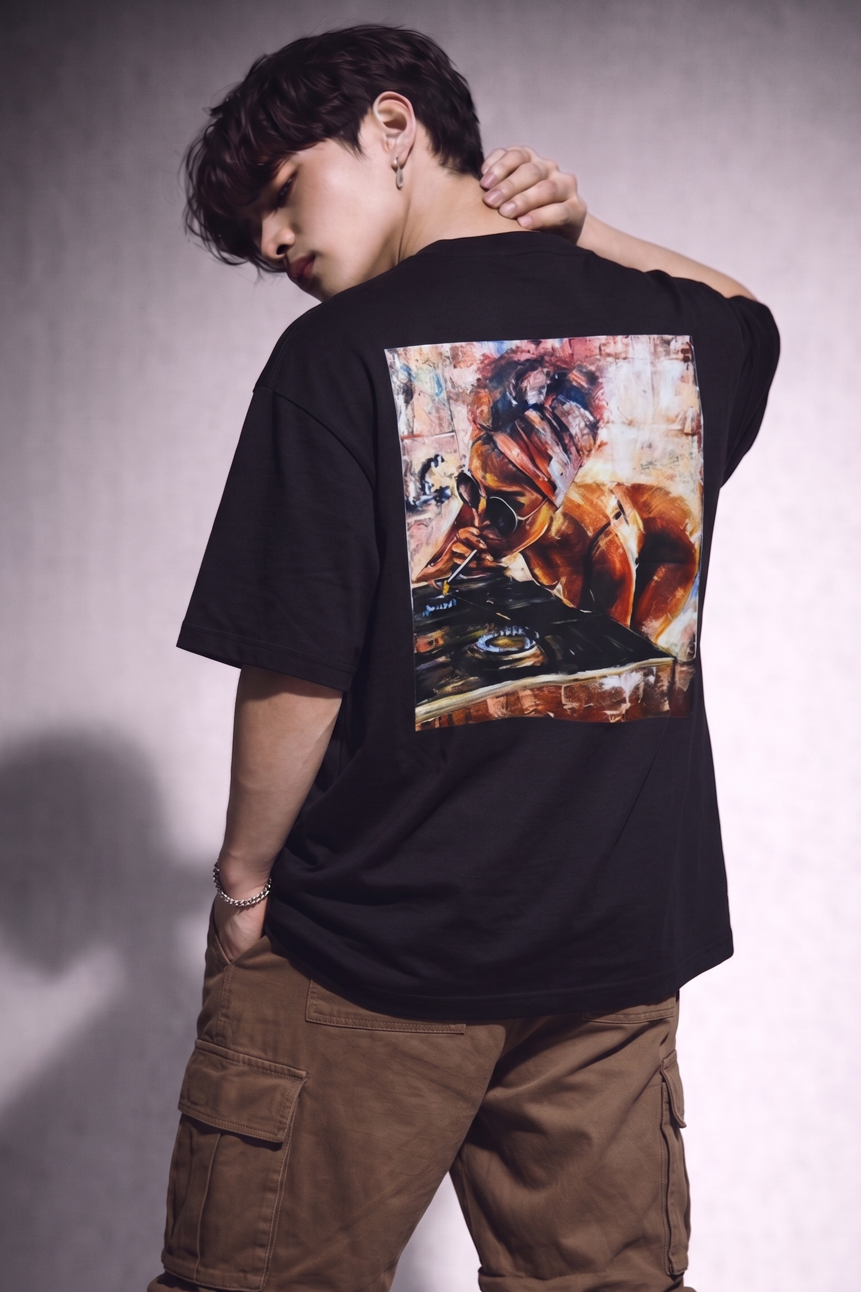 Cool Bee Midnight Muse Tee Black for Men - Black Oversized Graphic Tee Streetwear India - Back View