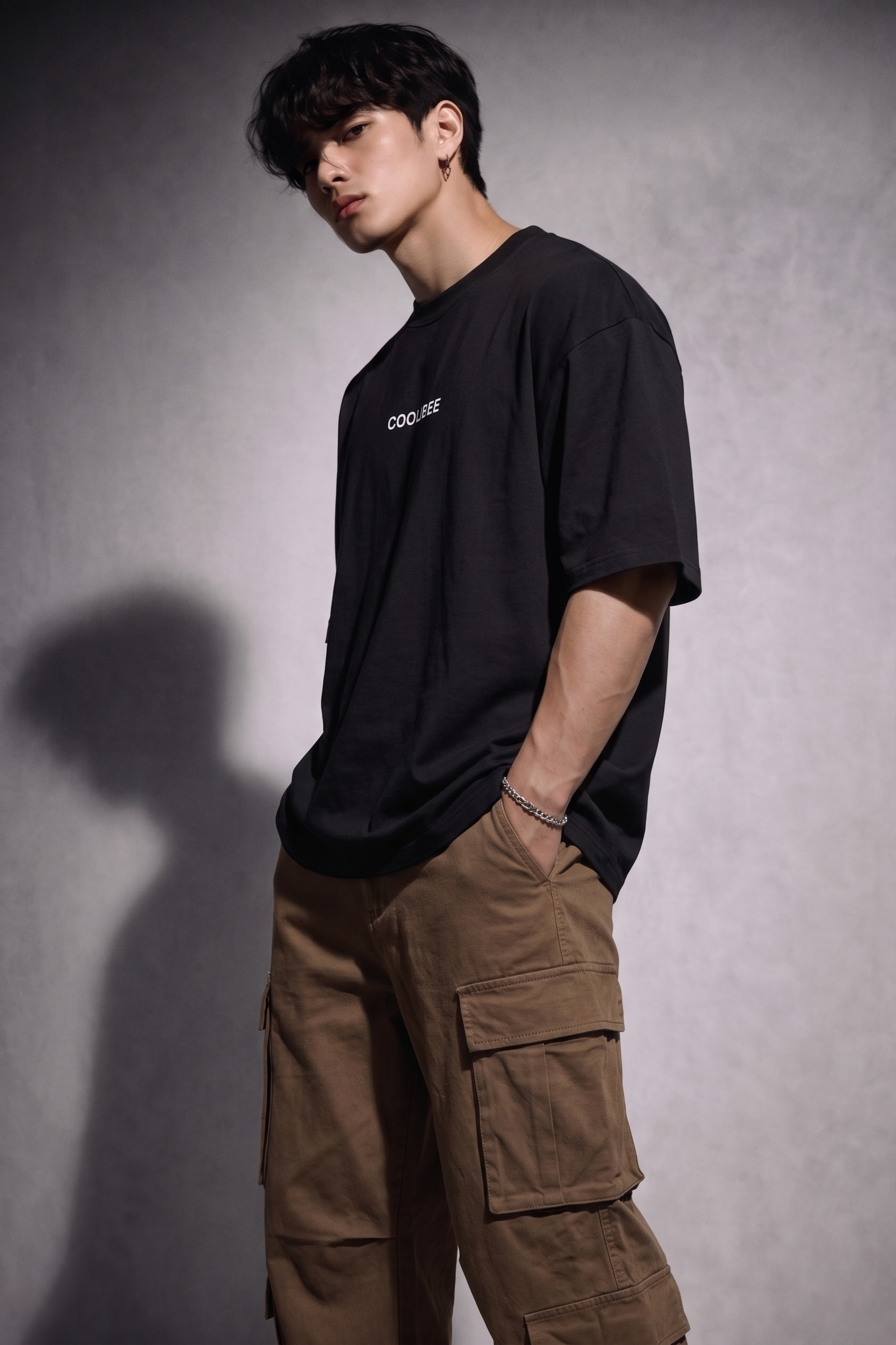 Cool Bee Midnight Muse Tee Black for Men - Black Oversized Graphic Tee Streetwear India - Lifestyle View