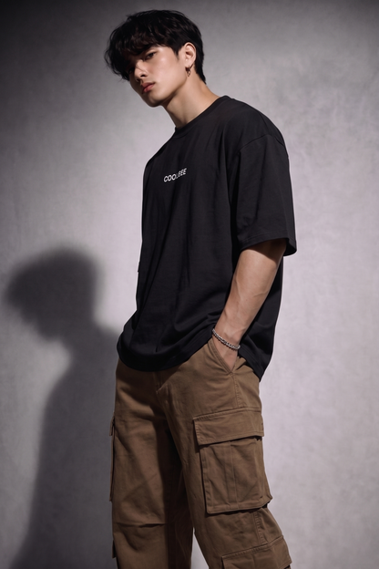 Cool Bee Midnight Muse Tee Black for Men - Black Oversized Graphic Tee Streetwear India - Lifestyle View