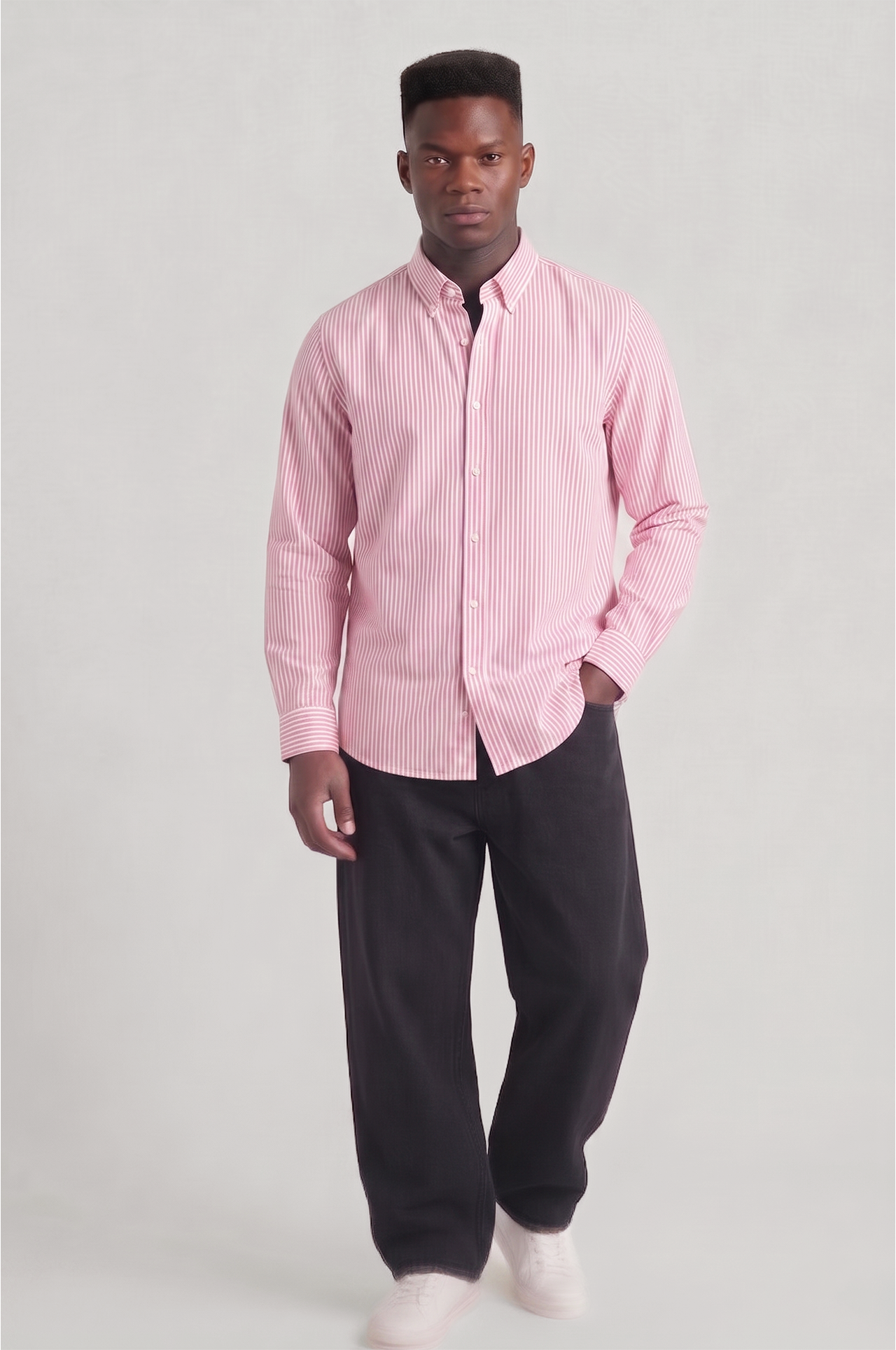 Cool Bee Super Premium Slim Fit Pink Striped Oxford Shirt for Men - Striped Premium Oxford Shirt India - Lifestyle View